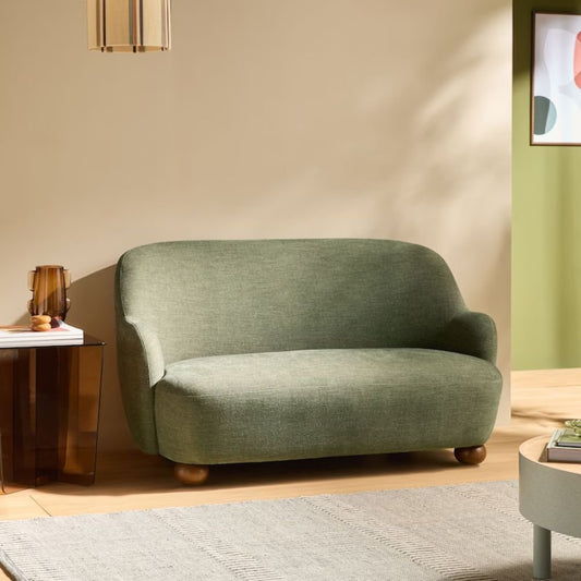 Ellio 2 Seater Sofa in Green Soft Textured Weave