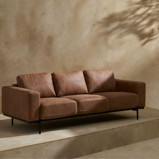 3-Seater Sofa – Premium Tan Leather