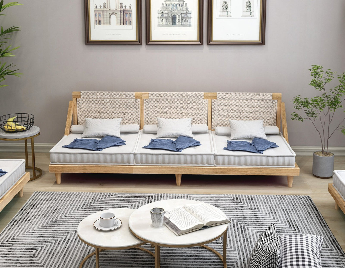 Urban Den Boho Paradise Full 3 Seater Wooden Sofa