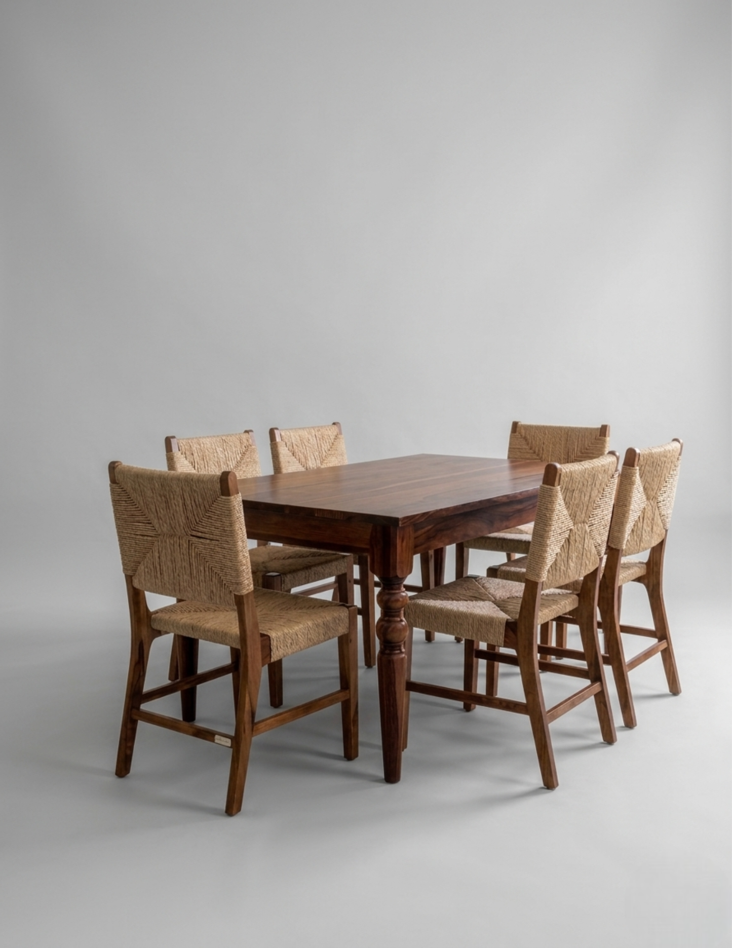 Earthy Cane 6 , 4 -Seater Dining chair set