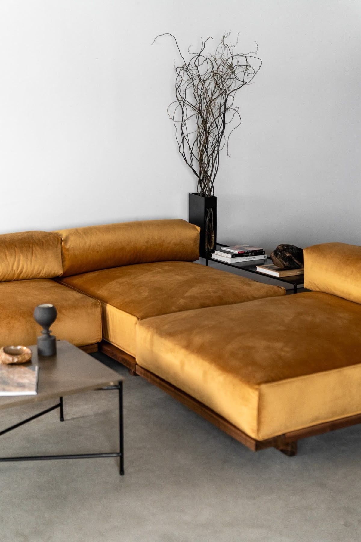 Contemporary Gen mustard L shape sofa