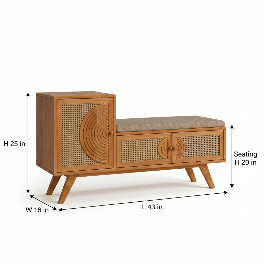 Urban Den Orbit Weave Wooden Shoe Rack / Storage Bench