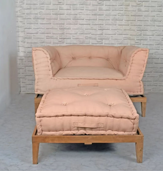 Modular Urban Sofa With Foot Rest In Solid Wood