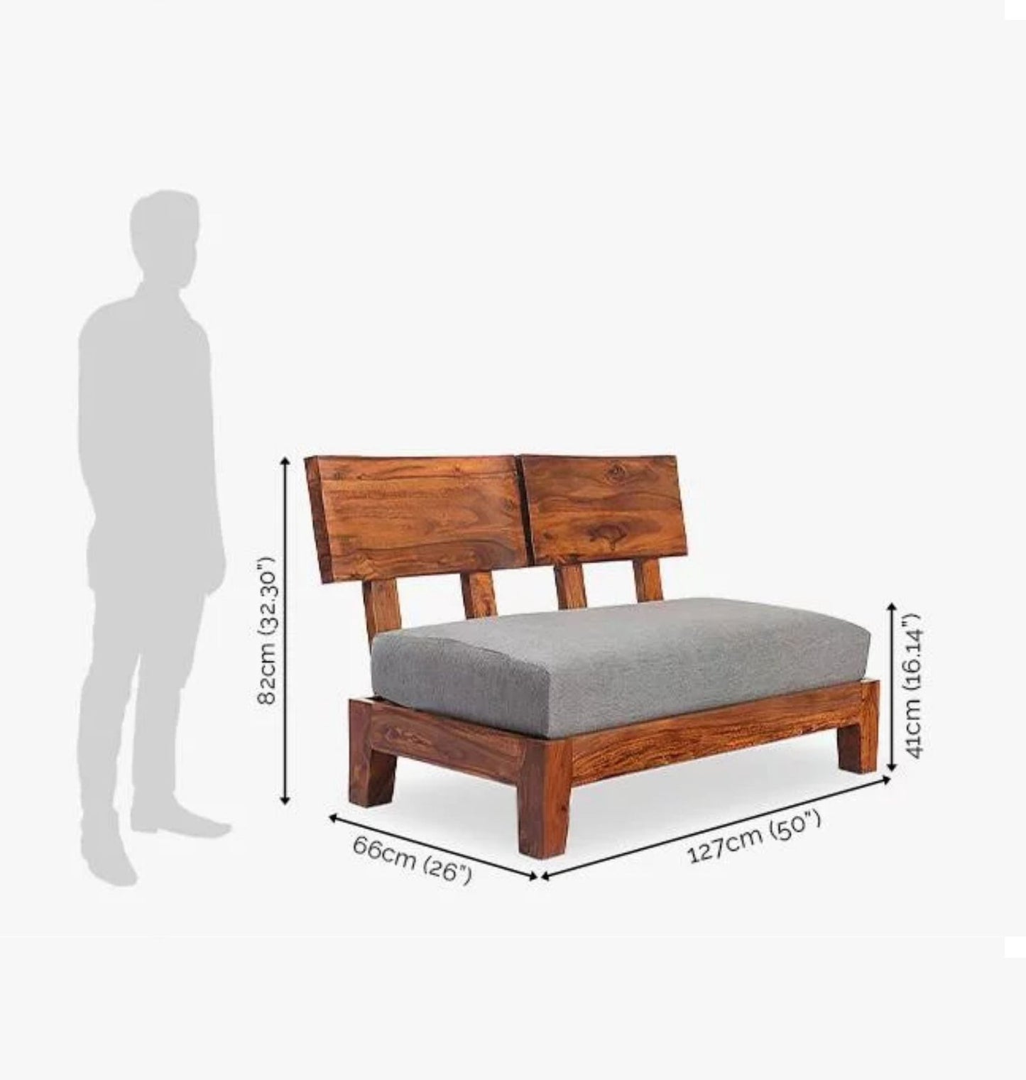 Solid Wood Lounge Bench Sofa (modern style backrest detachable)