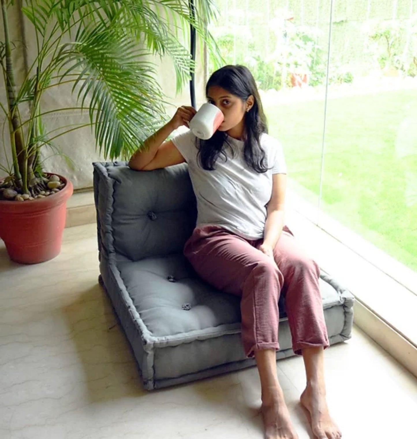 Single Seater Sofa Cover | Floor Foldable Lazy Sofa