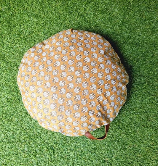 Marigold Field Circular Cushion In Cotton In Beautiful Pattern