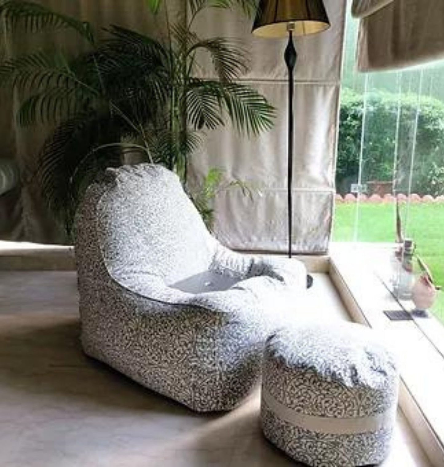 Solid Bean Bag Sofa With Foot Rest | Bean Bag