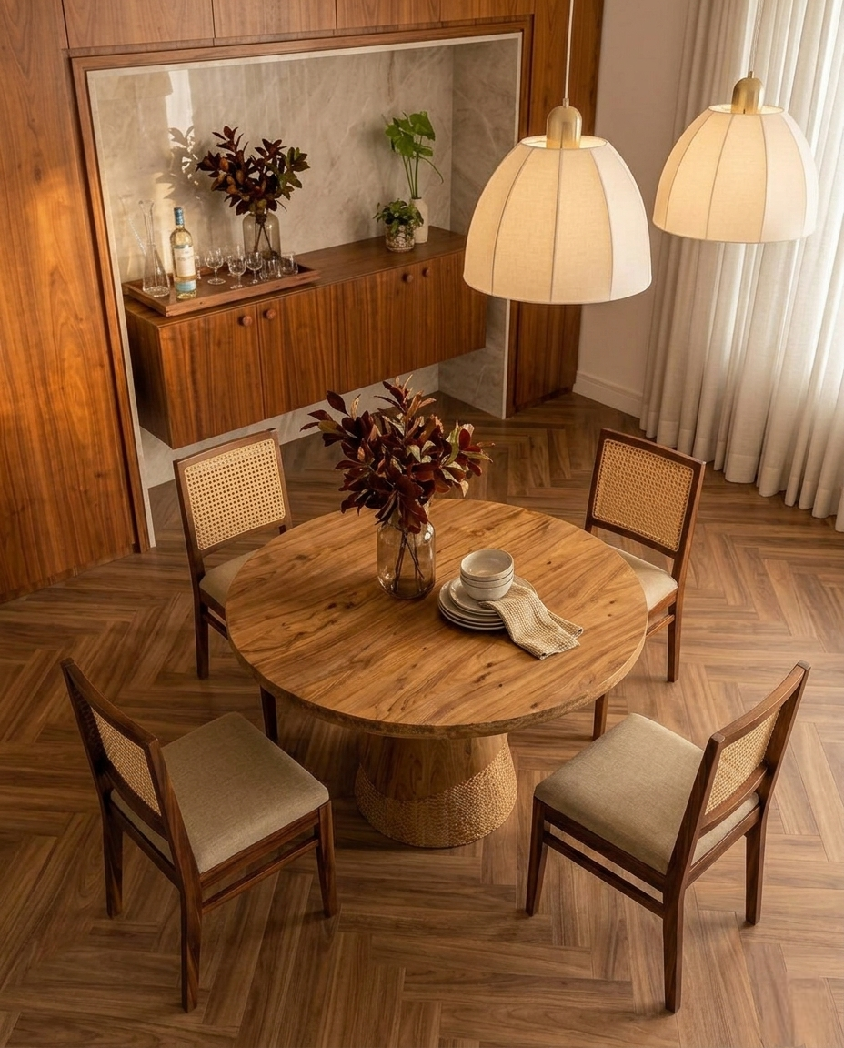 Rattan Weave 4-Seater Dining Set