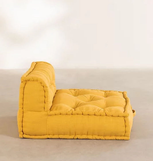 Beautiful Yellow Floor Sofa In Multi-Color Print Fabric