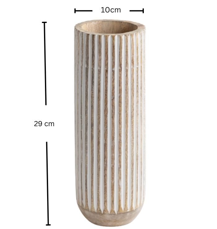 Urban Mango Wood Flower White Ceramic Vase