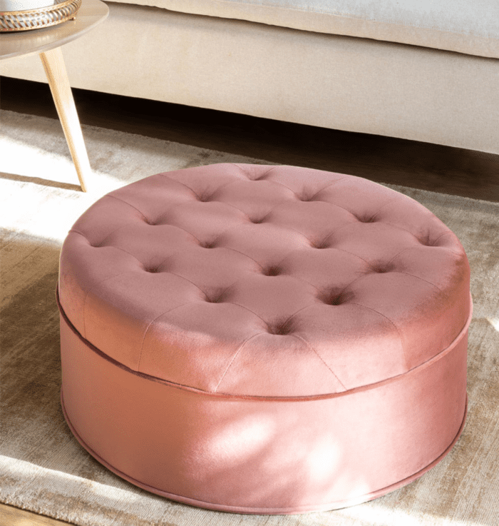Solid Velvet Round Pouffe Gabby