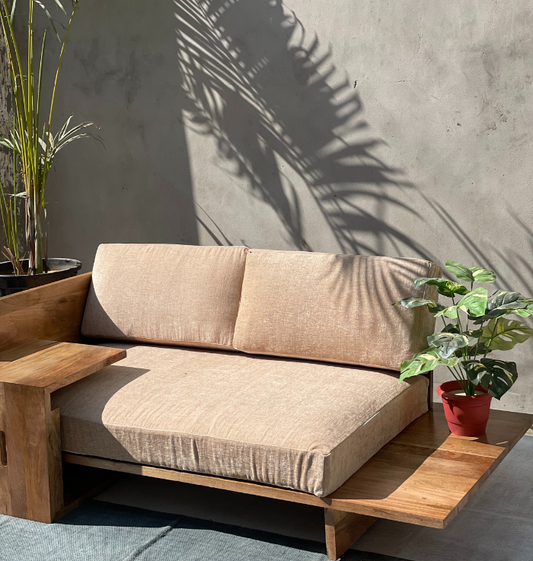 Grind Daily 2 Seater Wooden Sofa Couch With Laptop Desk