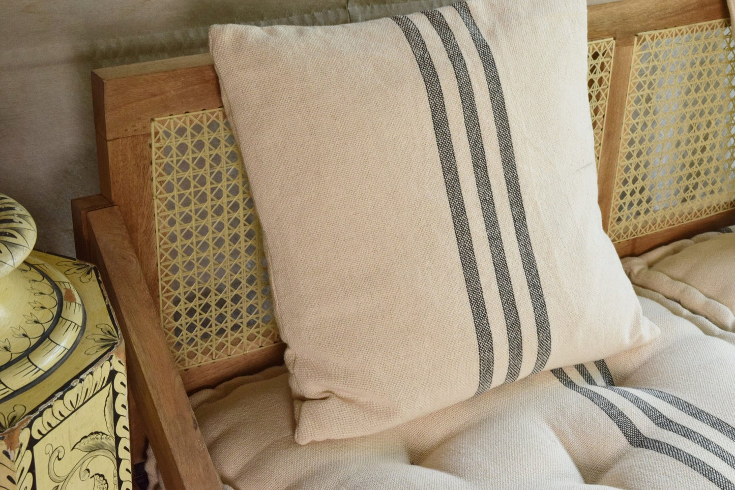 Urban Escape Rattan Floor Sofa Long Seat In Solid Wood