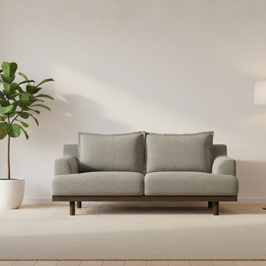 Lumi 2-Seater Boucle Fabric Sofa – Minimalist Grey Design