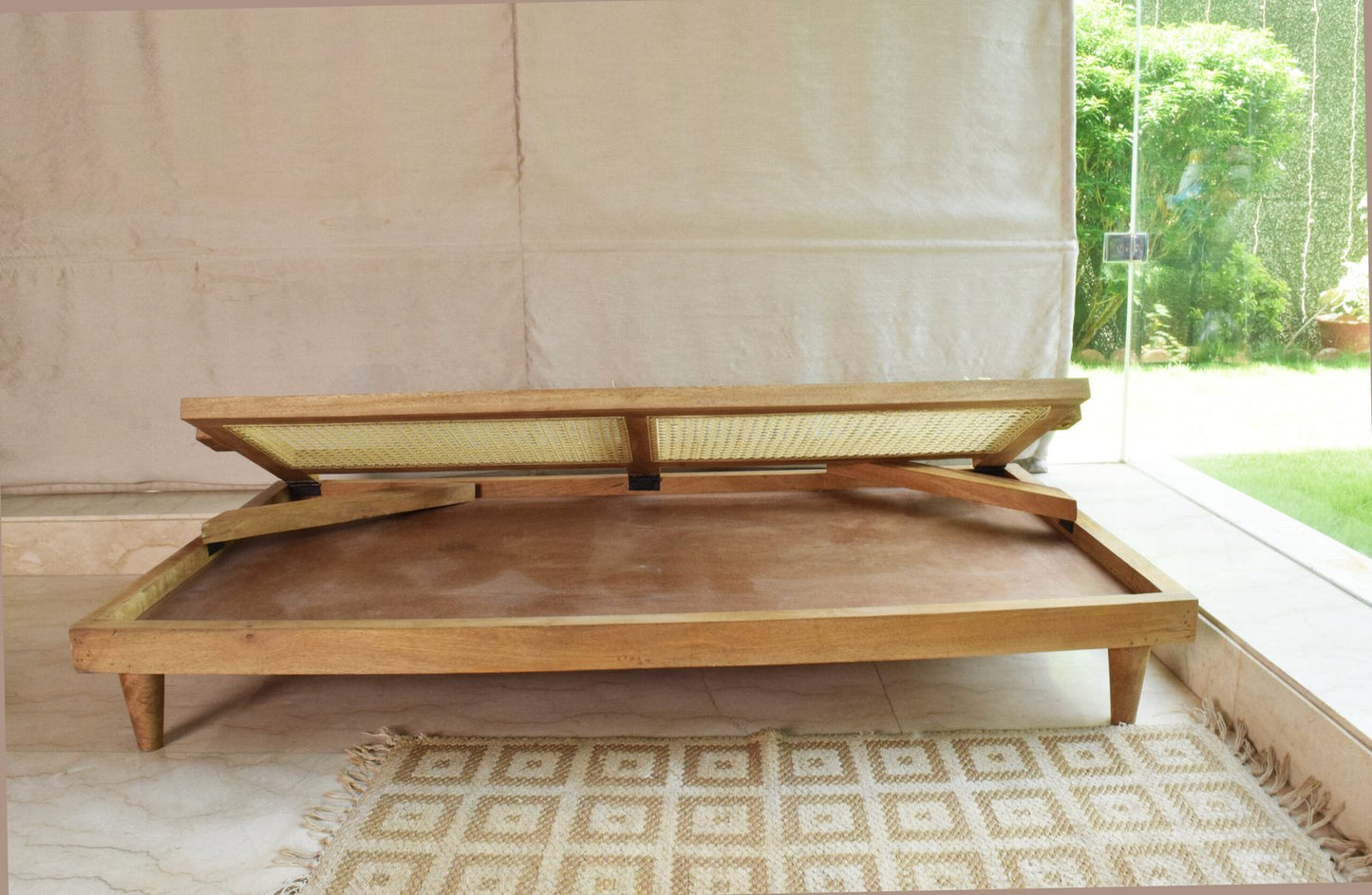 Urban Escape - Rattan Seating Furniture Floor Sofa In Velvet Long Seat