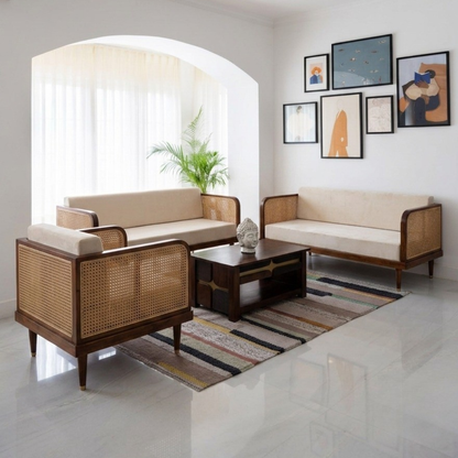 Urban Den Cane-Regal Solid Wood Sofa Set