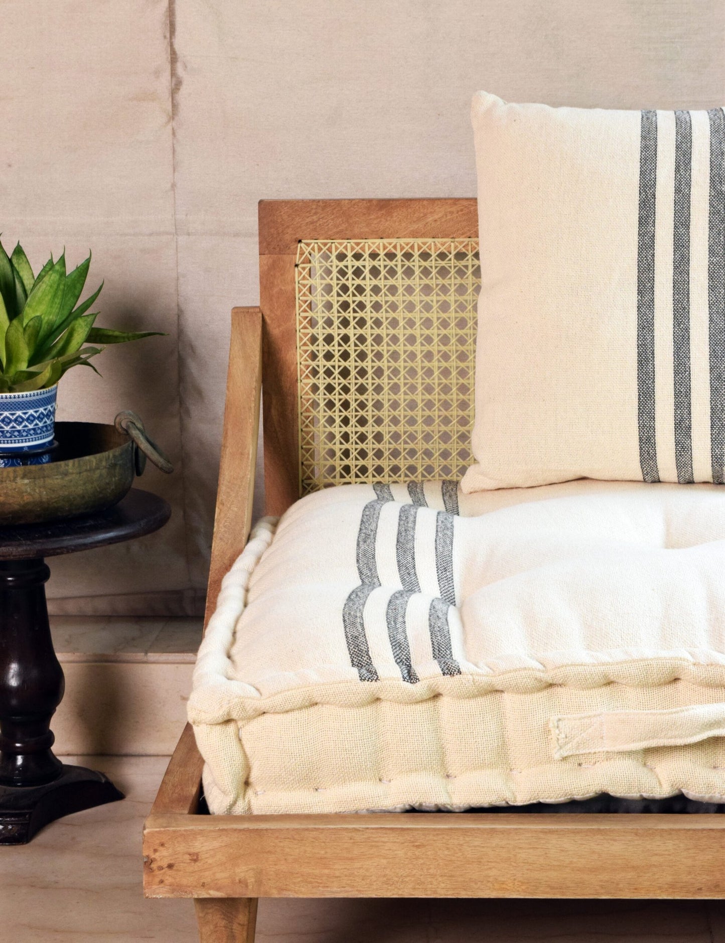 Urban Escape Rattan Sofa In Solid Wood | Floor Sofa