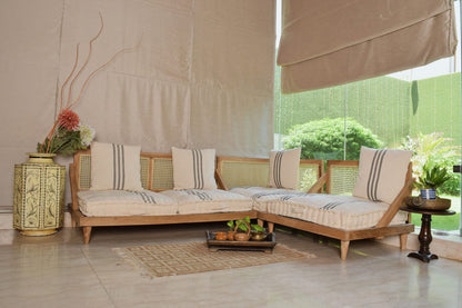 Urban Escape - Rattan Full Floor Seating Sofa In Solid Wood