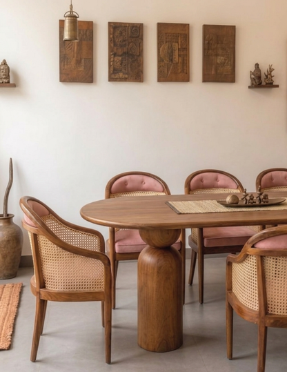 Magnus Oval Rattan 6 , 4 -Seater Dining chair set