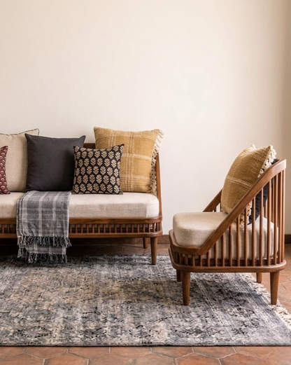 Classic Walnut 3 + 1 + 1 sofa Lounge Set