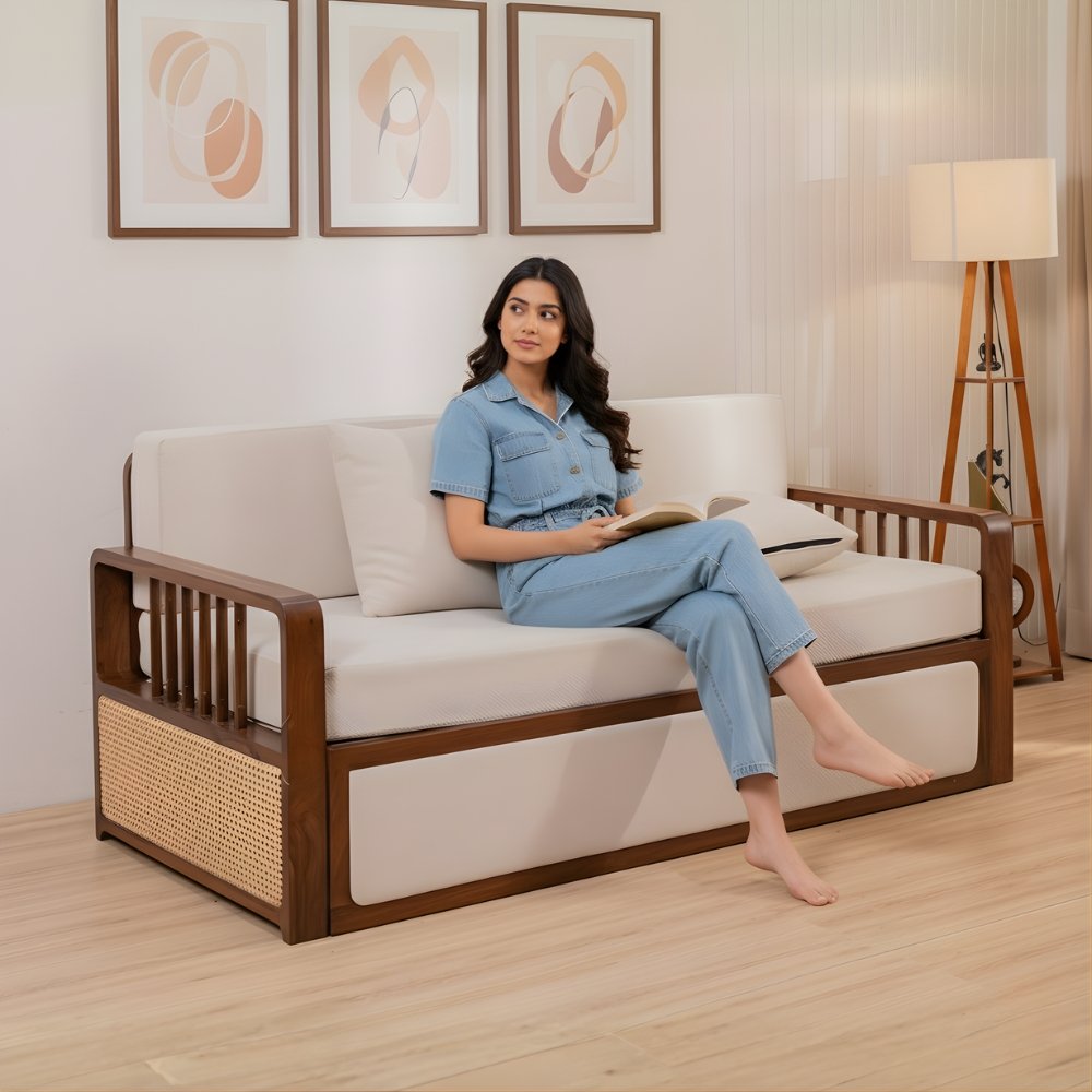 Orchid solid  Wood Sofa Cum Bed