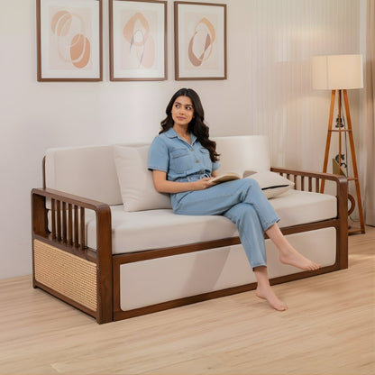 Orchid solid  Wood Sofa Cum Bed