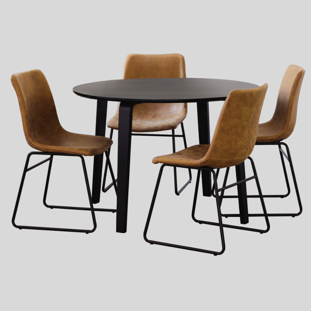 Urban Den 4 Seater Leather Regus Dining Set