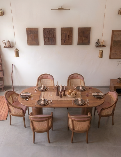 Magnus Oval Rattan 6 , 4 -Seater Dining chair set