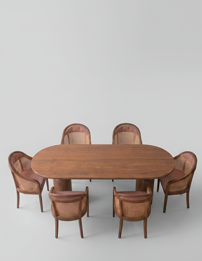 Magnus Oval Rattan 6 , 4 -Seater Dining chair set