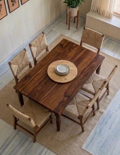 Earthy Cane 6 , 4 -Seater Dining chair set