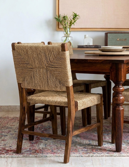 Earthy Cane 6 , 4 -Seater Dining chair set