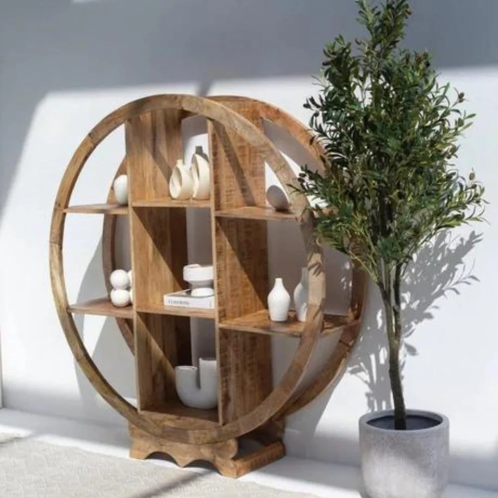 Circular Wooden Bookshelf by Urban Den
