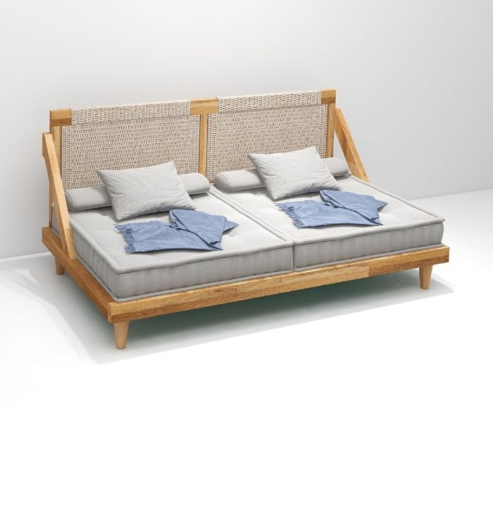 Full Bohemian 6 Seater Wooden Sofa Set ( Grey Cotton )