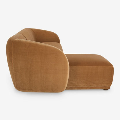 Sectional Sofa – Camel Velvet Fabric, Contemporary Style