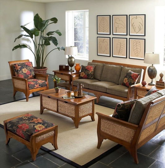 Cane Retro Urban Living Room Sofa Set