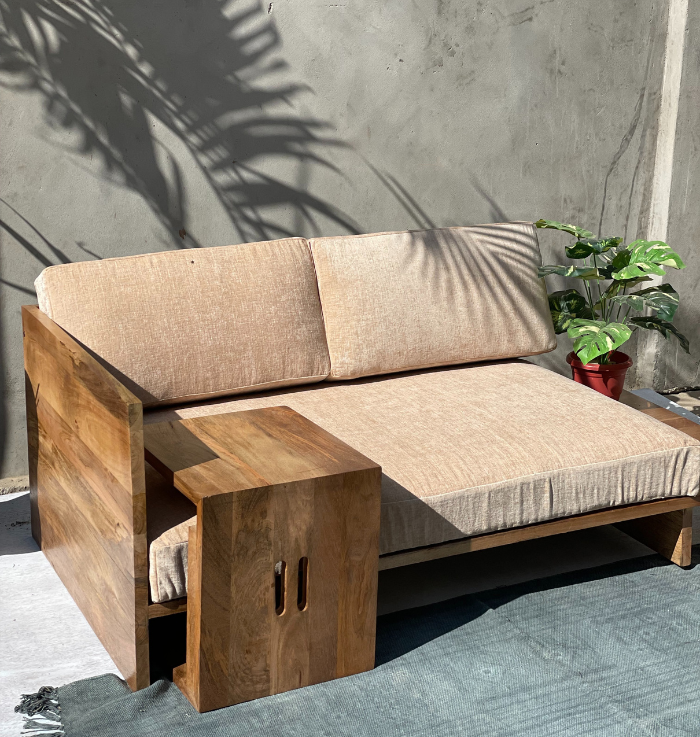 Grind Daily 2 Seater Wooden Sofa Couch With Laptop Desk