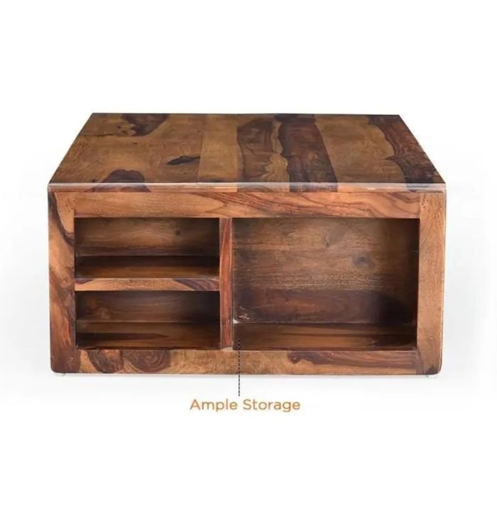 Solid Wood Lower Seating Table With 4 Stool In Square Shape