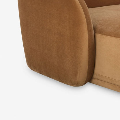 Sectional Sofa – Camel Velvet Fabric, Contemporary Style
