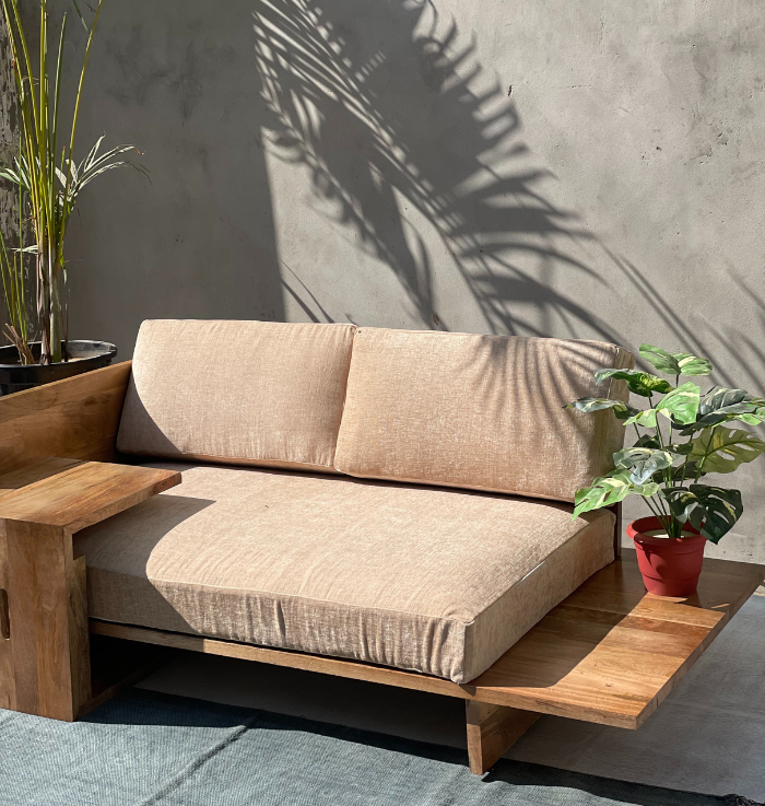 Grind Daily 2 Seater Wooden Sofa Couch With Laptop Desk