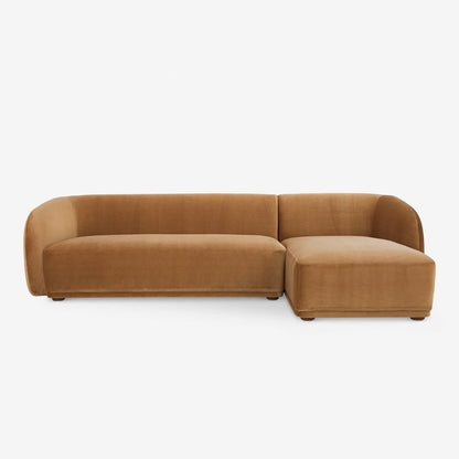 Sectional Sofa – Camel Velvet Fabric, Contemporary Style
