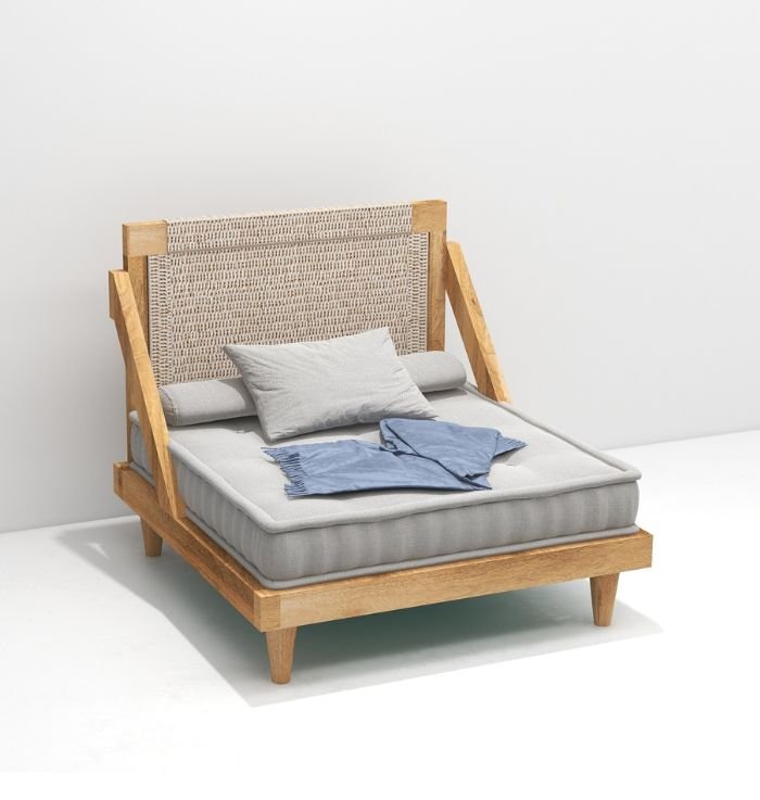 Full Bohemian 6 Seater Wooden Sofa Set ( Grey Cotton )