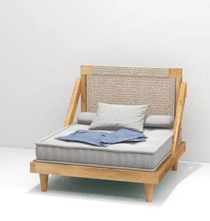 Full Bohemian 6 Seater Wooden Sofa Set ( Grey Cotton )