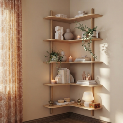 Urban Wooden Corner Shelving Unit