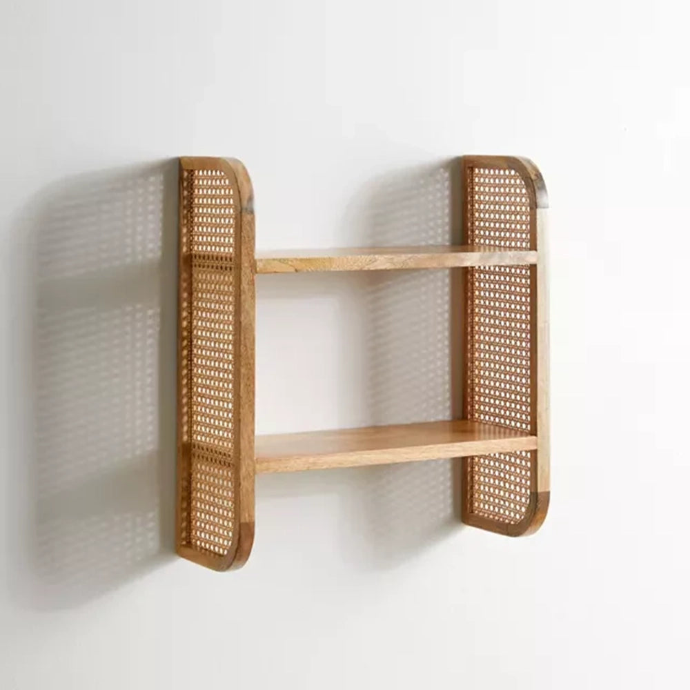 Urban Den Rattan Wooden Wall Shelf