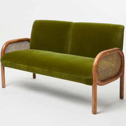 Urban Living Rattan Velvet Sofa