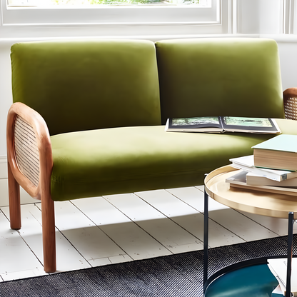 Urban Living Rattan Velvet Sofa
