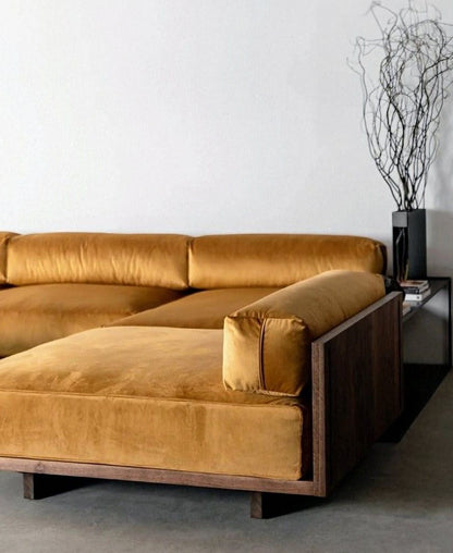 Contemporary Gen mustard L shape sofa