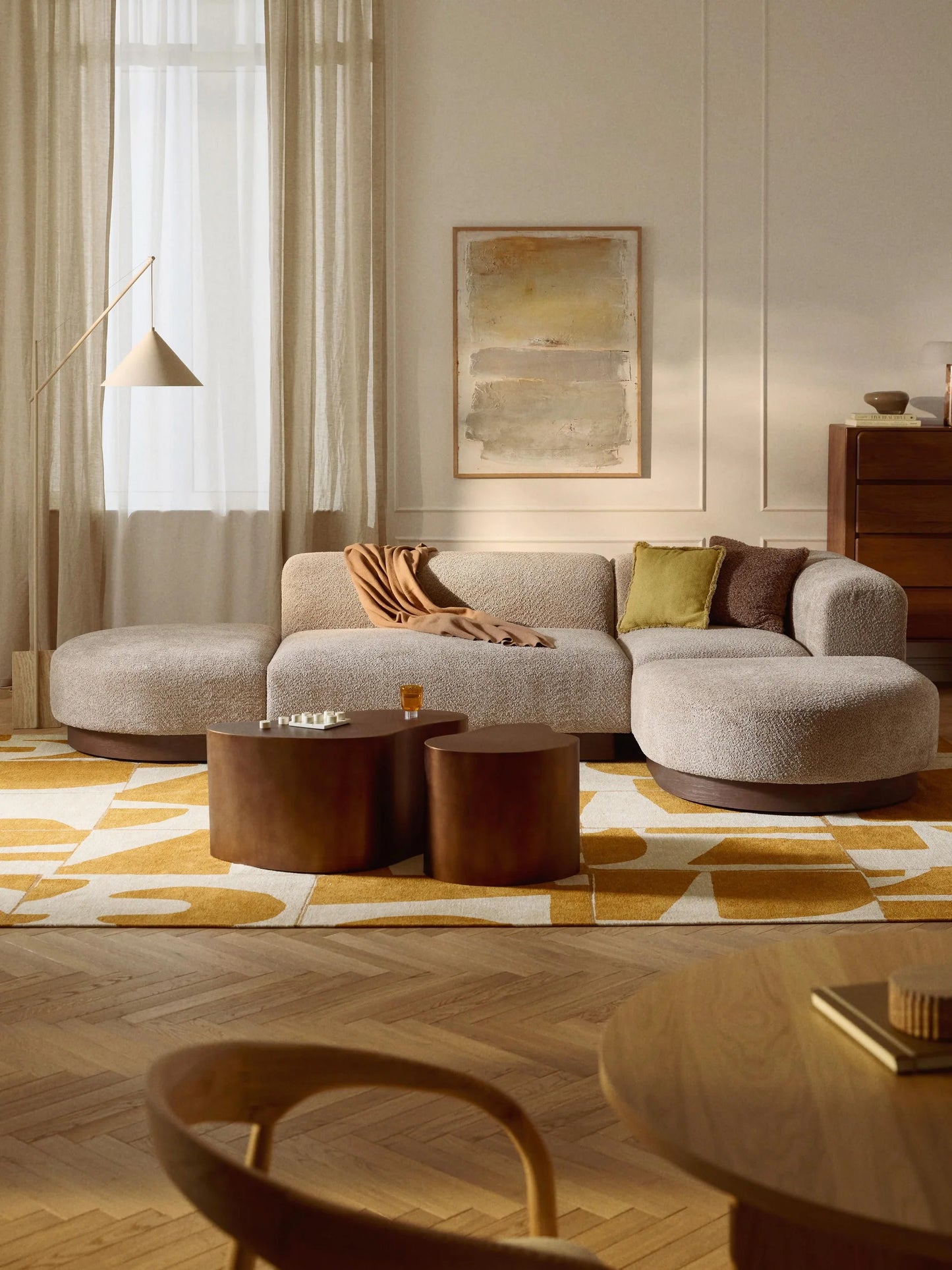 Modular corner sofa in Teddy bouclé