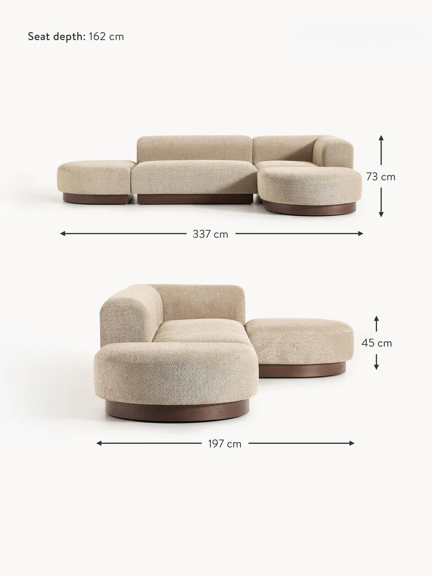 Modular corner sofa in Teddy bouclé