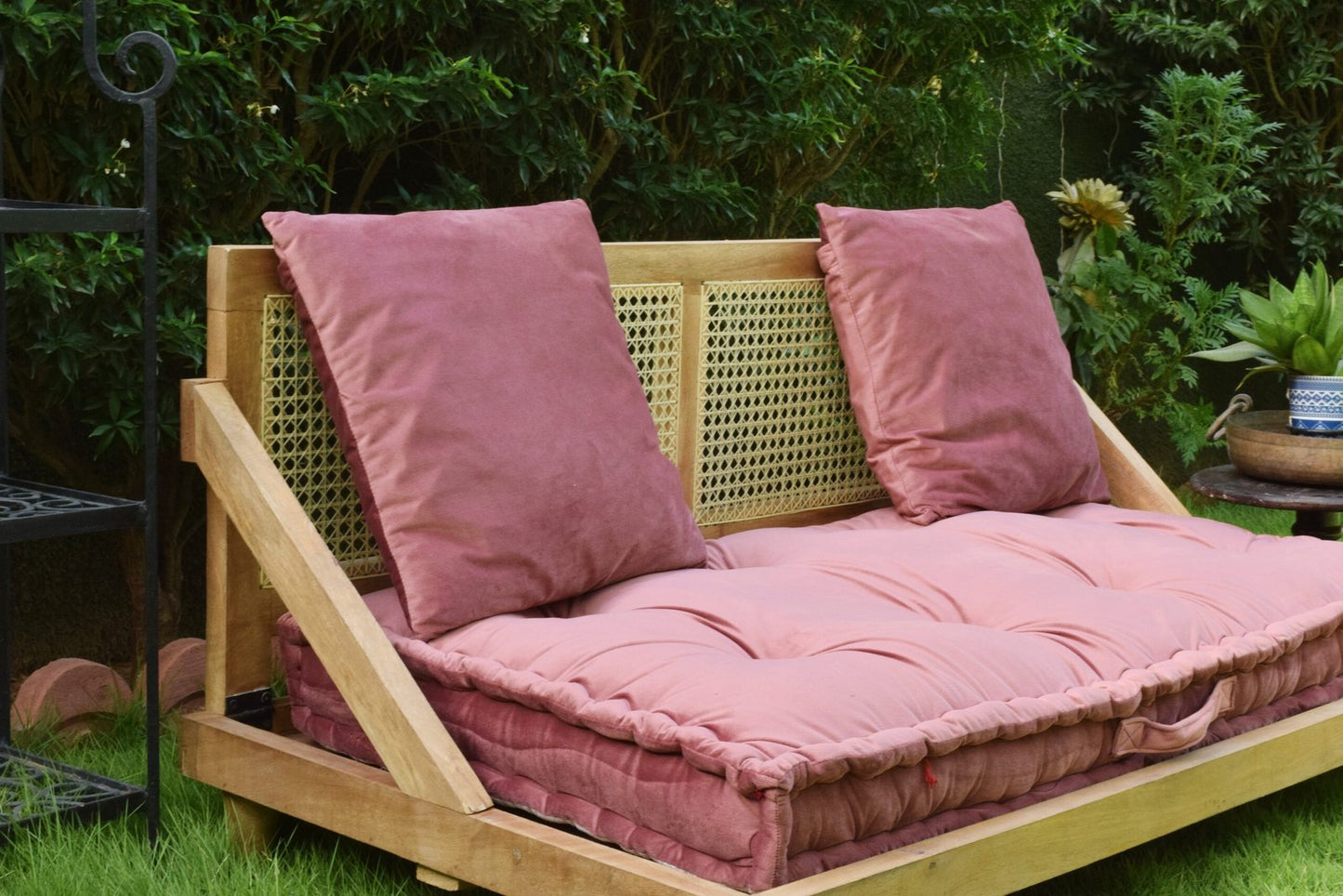 Urban Escape - Rattan Seating Furniture Floor Sofa In Velvet Long Seat